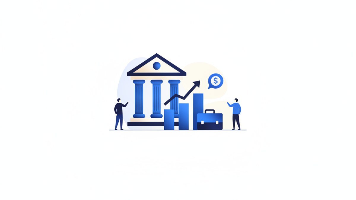 Ilustración de un profesional de banca en Panamá revisando reportes financieros y comunicándose en inglés con clientes internacionales